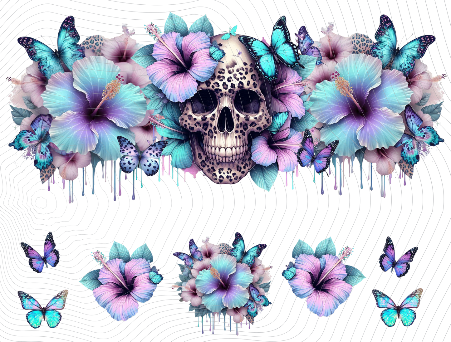 Purple & Aqua Leopard Skull Wrap