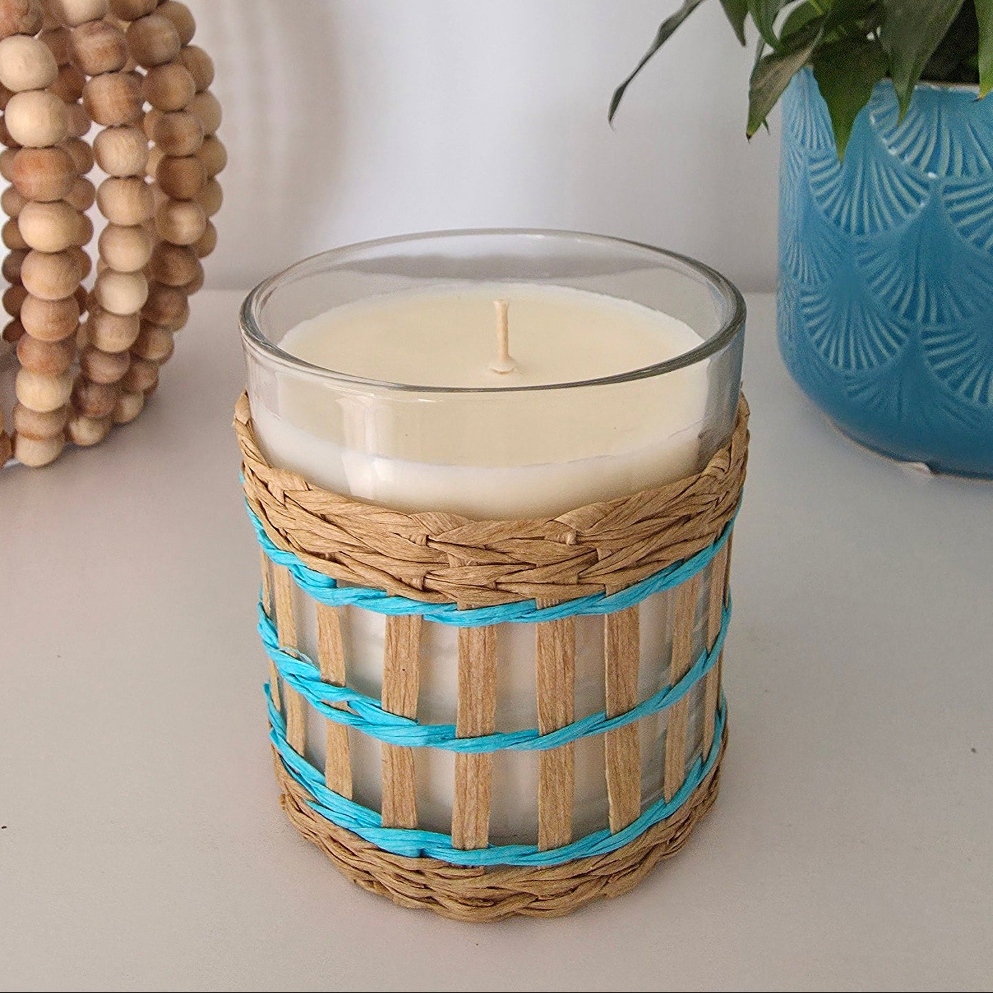 *SALE* Rattan Candle 400ml - Turquoise
