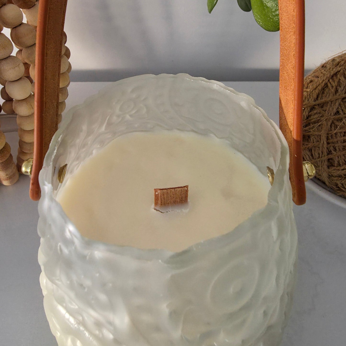 750ml Bloom Glass Lantern Candle - Frosted