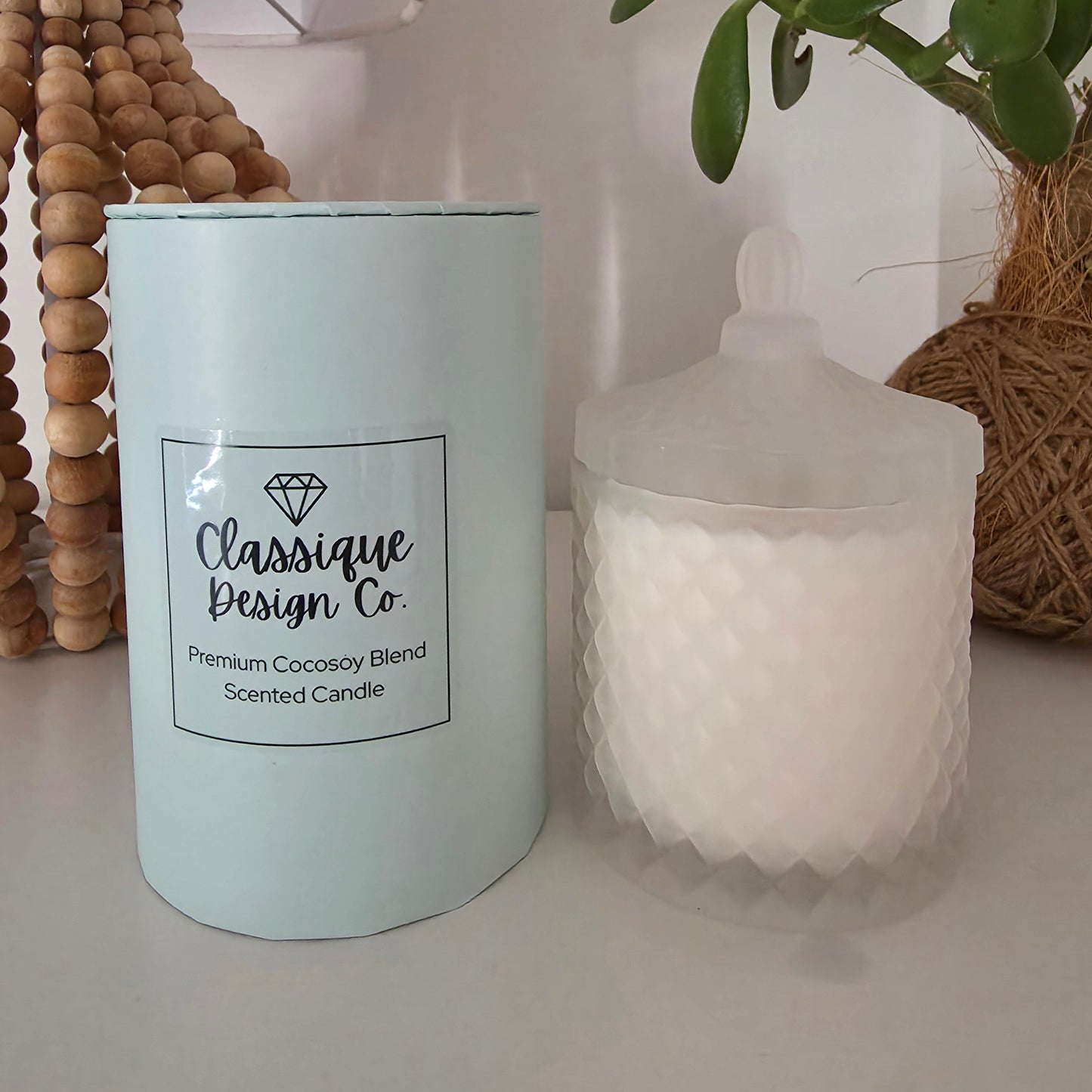 250ml Glass Geo Candle - Frosted