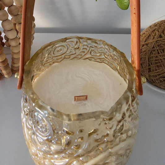 750ml Bloom Glass Lantern Candle - Amber