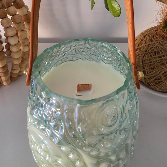 750ml Bloom Glass Lantern Candle - Lagoon