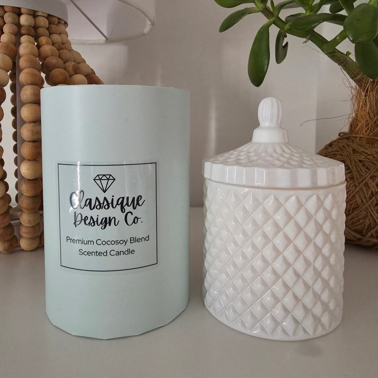250ml Glass Geo Candle - White