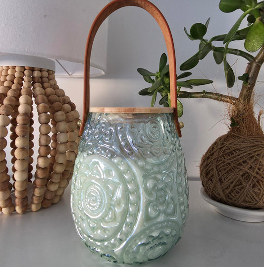 750ml Bloom Glass Lantern Candle - Lagoon