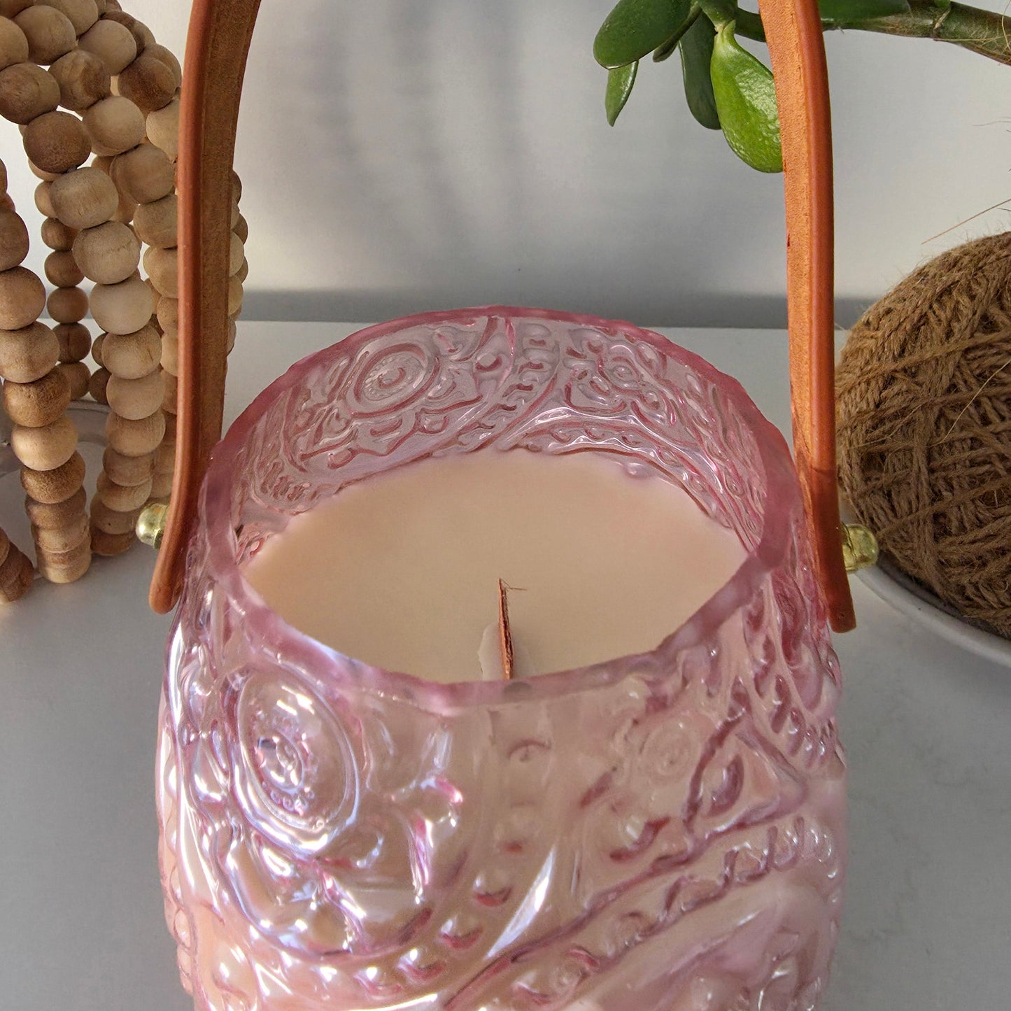 750ml Bloom Glass Lantern Candle - Rose