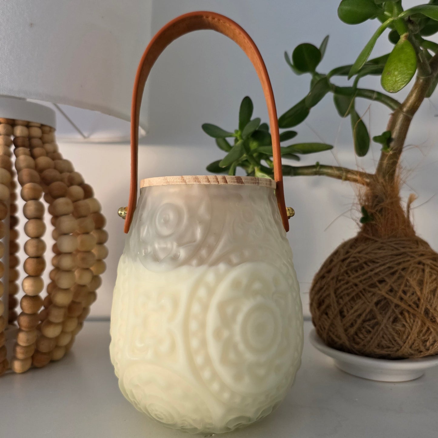 750ml Bloom Glass Lantern Candle - Frosted
