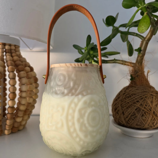 750ml Bloom Glass Lantern Candle - Frosted