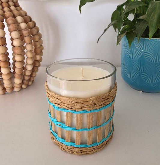 Rattan Candle 400ml - Turquoise
