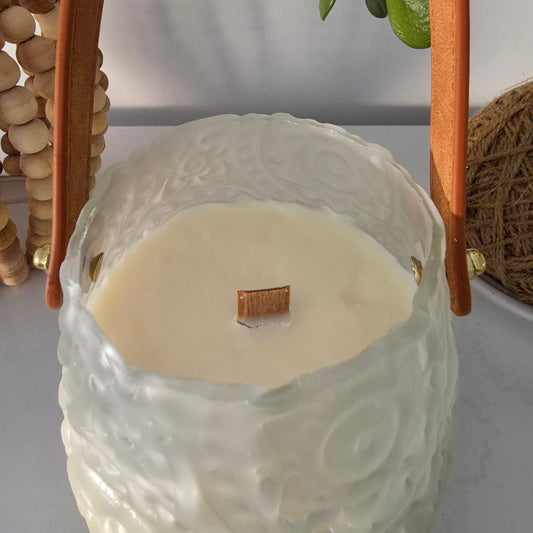 750ml Bloom Glass Lantern Candle - Frosted