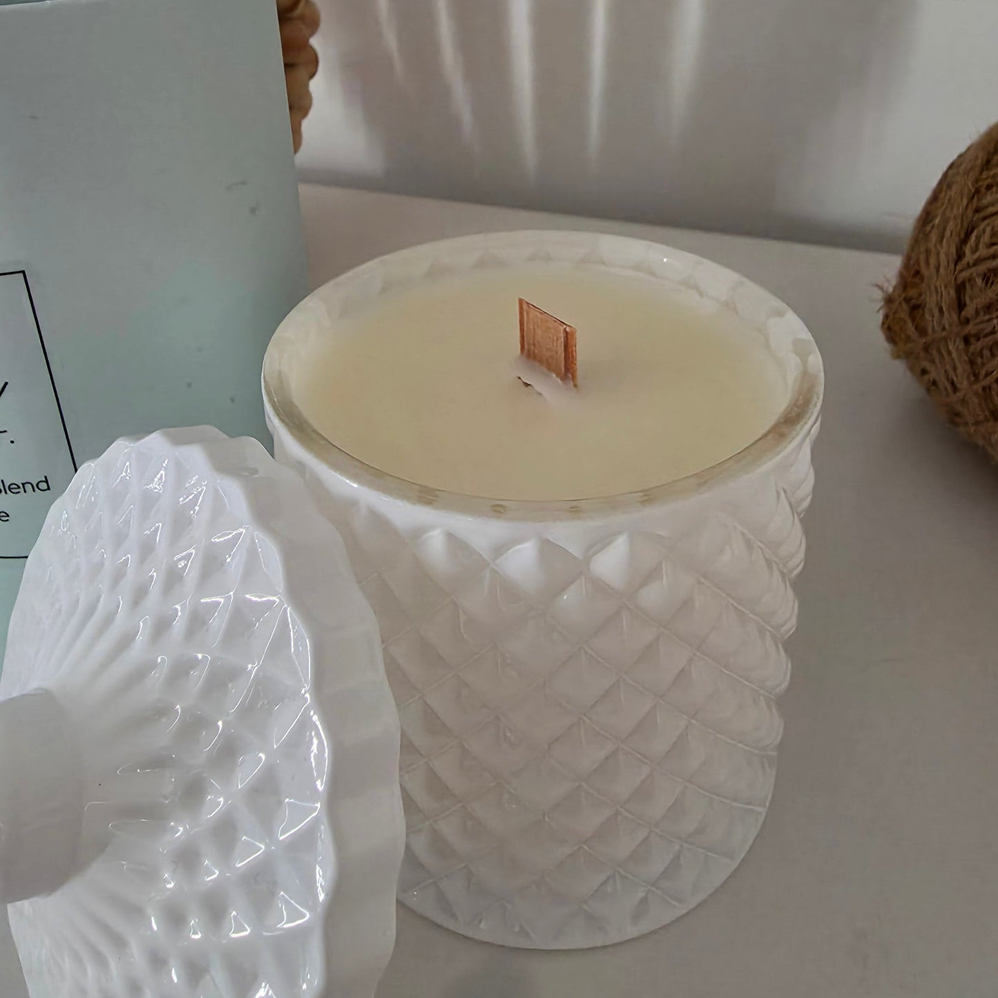 250ml Glass Geo Candle - White